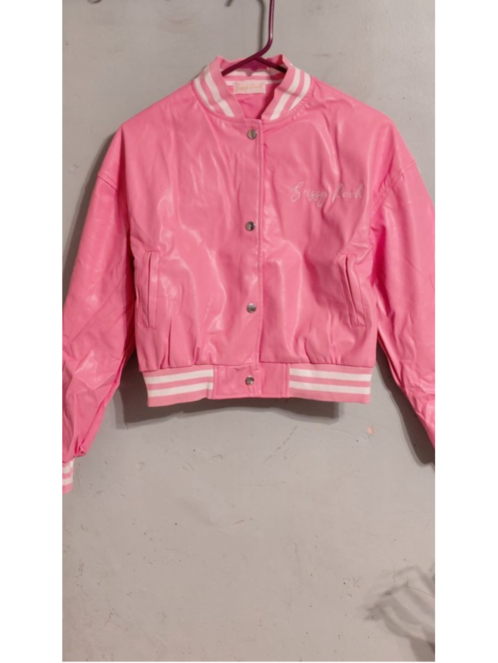 Women's Sissy Pooh Pink & White Varsity Jacket S All sizes